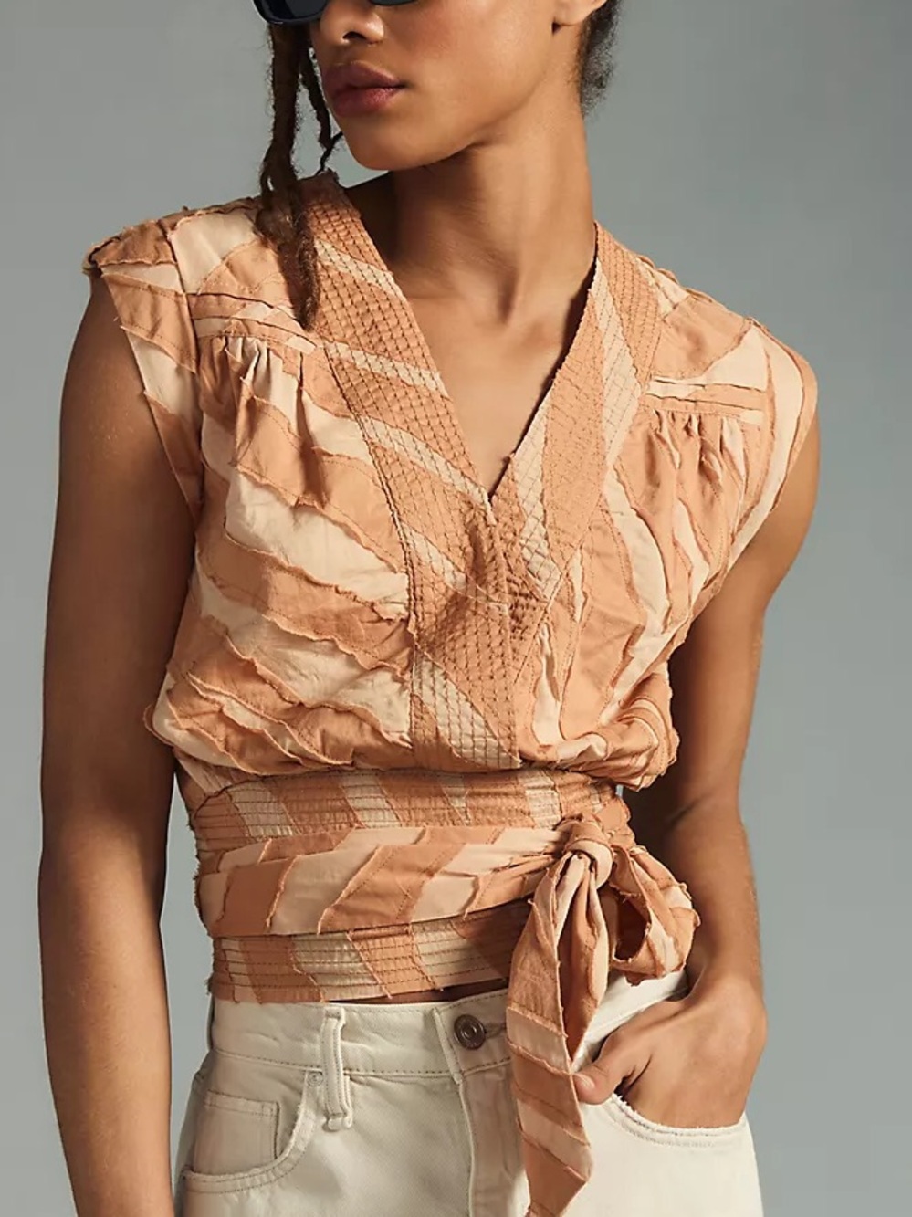 Anthropologie Sleeveless Wrap Blouse Size Large